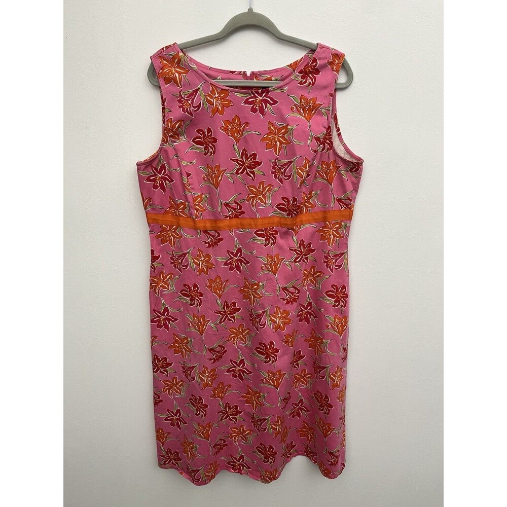 Sag Harbor Women's Shift Sleeveless Dress Floral Size 18 Zipper Back Round Neck